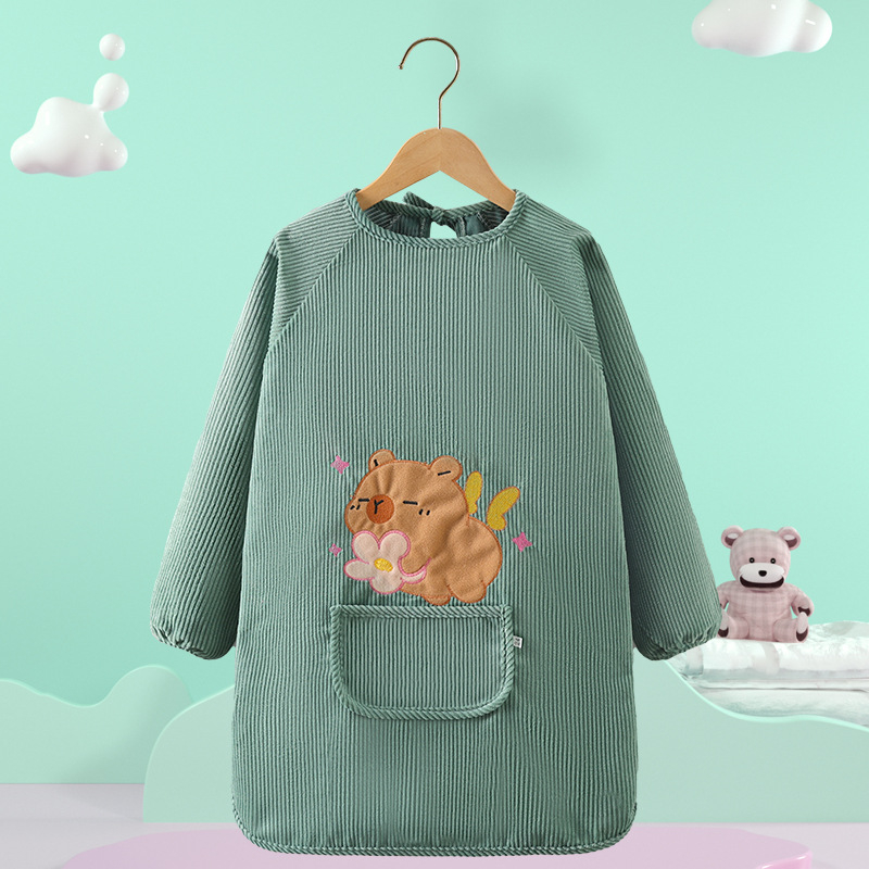 Vaikų vandeniui atsparus smock su gyvūnų raštu, kordurojinis audinys, unisex, 8+ metų