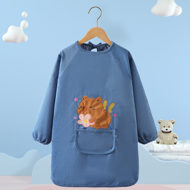 Vaikų vandeniui atsparus smock su gyvūnų raštu, kordurojinis audinys, unisex, 8+ metų