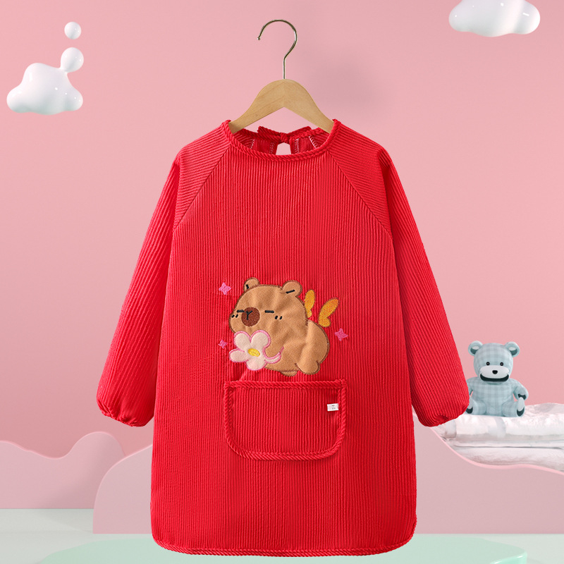 Vaikų vandeniui atsparus smock su gyvūnų raštu, kordurojinis audinys, unisex, 8+ metų