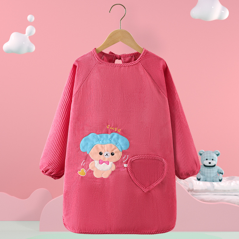 Vaikų vandeniui atsparus smock su gyvūnų raštu, kordurojinis audinys, unisex, 8+ metų