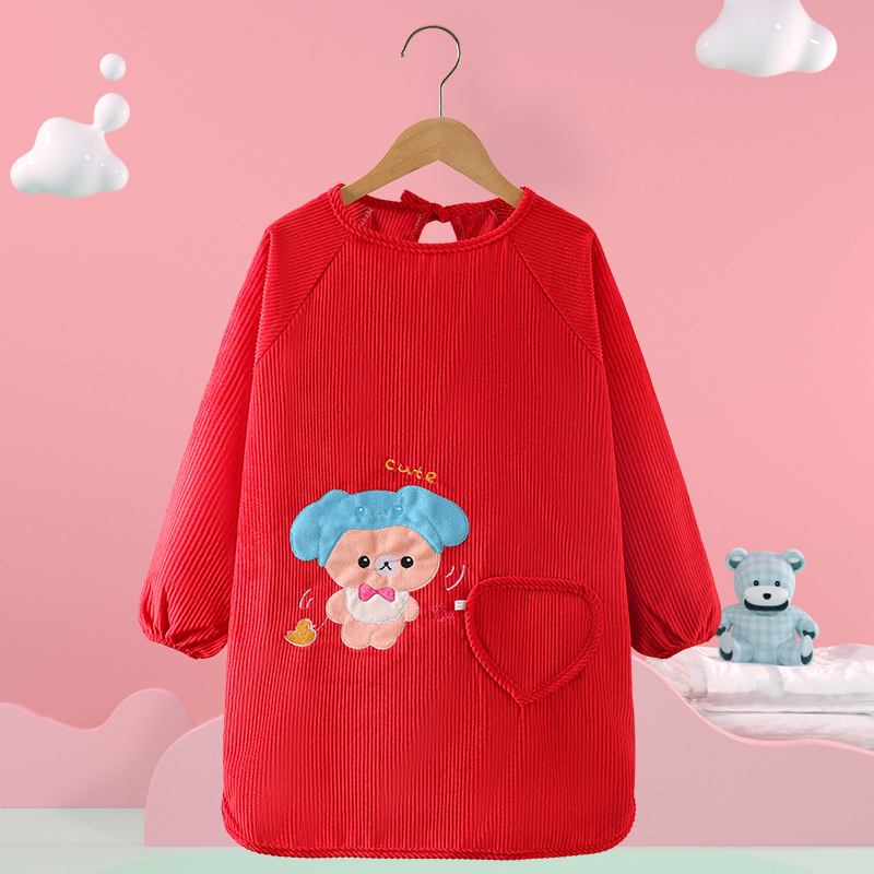 Vaikų vandeniui atsparus smock su gyvūnų raštu, kordurojinis audinys, unisex, 8+ metų