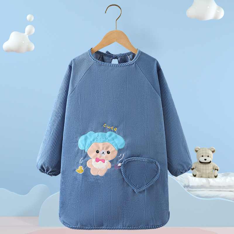 Vaikų vandeniui atsparus smock su gyvūnų raštu, kordurojinis audinys, unisex, 8+ metų