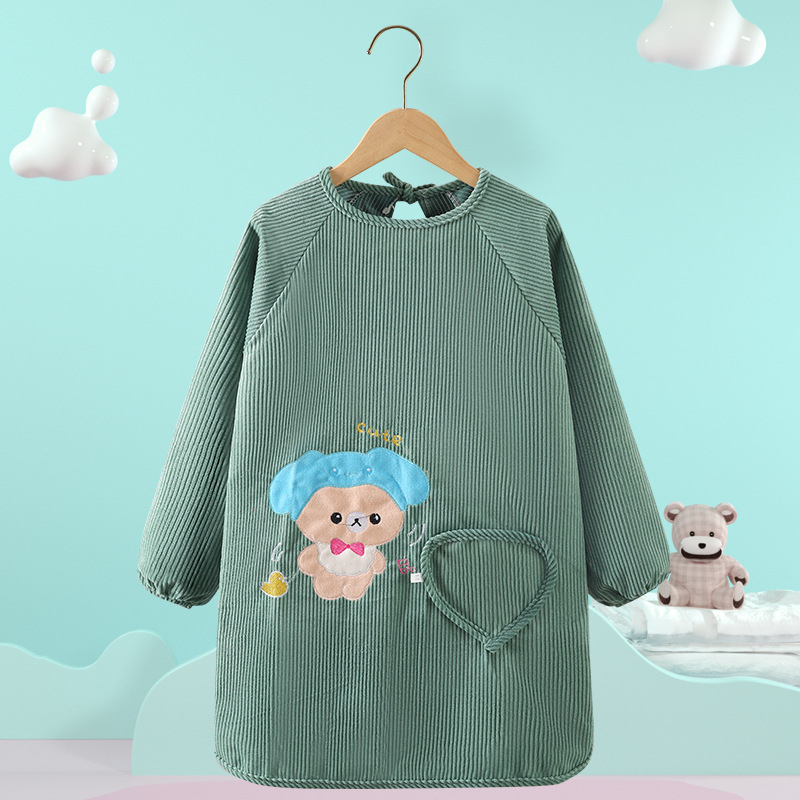 Vaikų vandeniui atsparus smock su gyvūnų raštu, kordurojinis audinys, unisex, 8+ metų