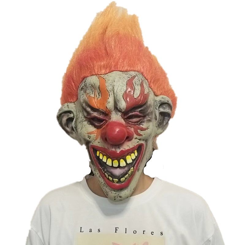 Latekso klounų kaukė, siaubo stiliaus, kostiumui skirtas rekvizitas, Helovynui ir Šv. Velykoms