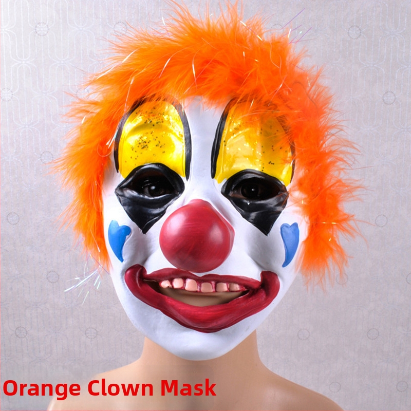 Latekso klounų kaukė, siaubo stiliaus, kostiumui skirtas rekvizitas, Helovynui ir Šv. Velykoms