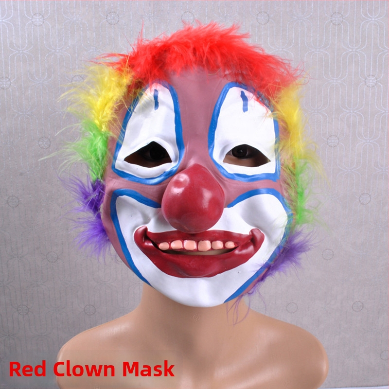 Latekso klounų kaukė, siaubo stiliaus, kostiumui skirtas rekvizitas, Helovynui ir Šv. Velykoms