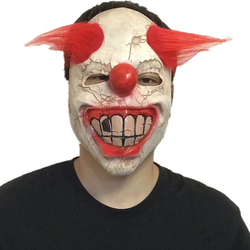Latekso klounų kaukė, siaubo stiliaus, kostiumui skirtas rekvizitas, Helovynui ir Šv. Velykoms