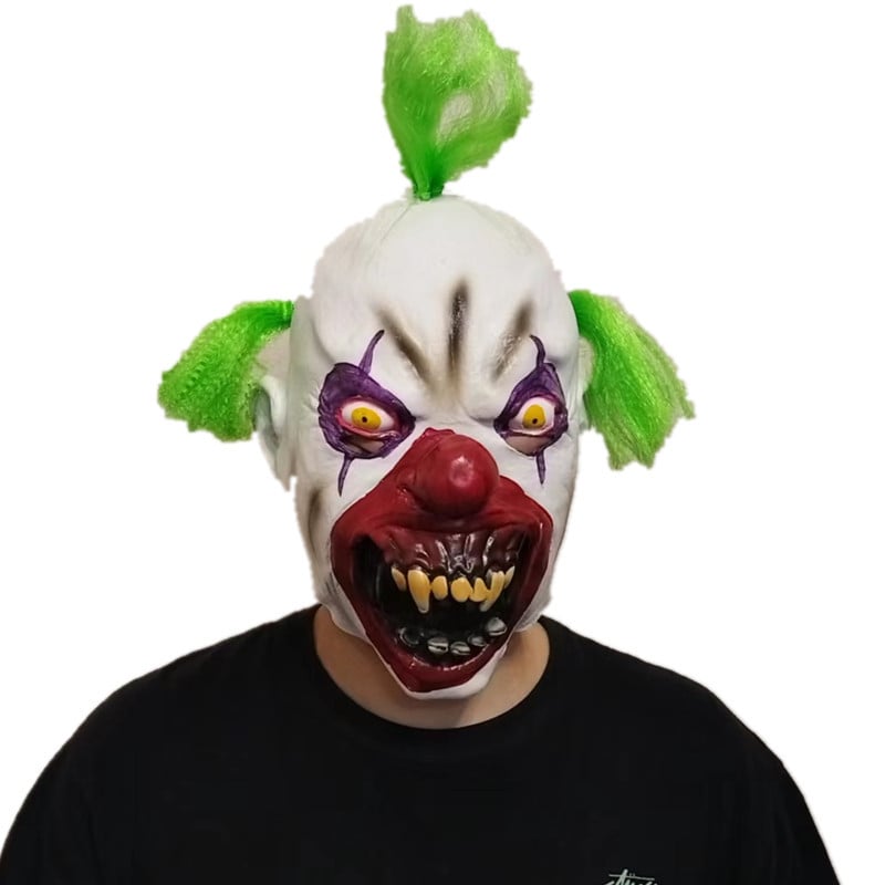 Latekso klounų kaukė, siaubo stiliaus, kostiumui skirtas rekvizitas, Helovynui ir Šv. Velykoms