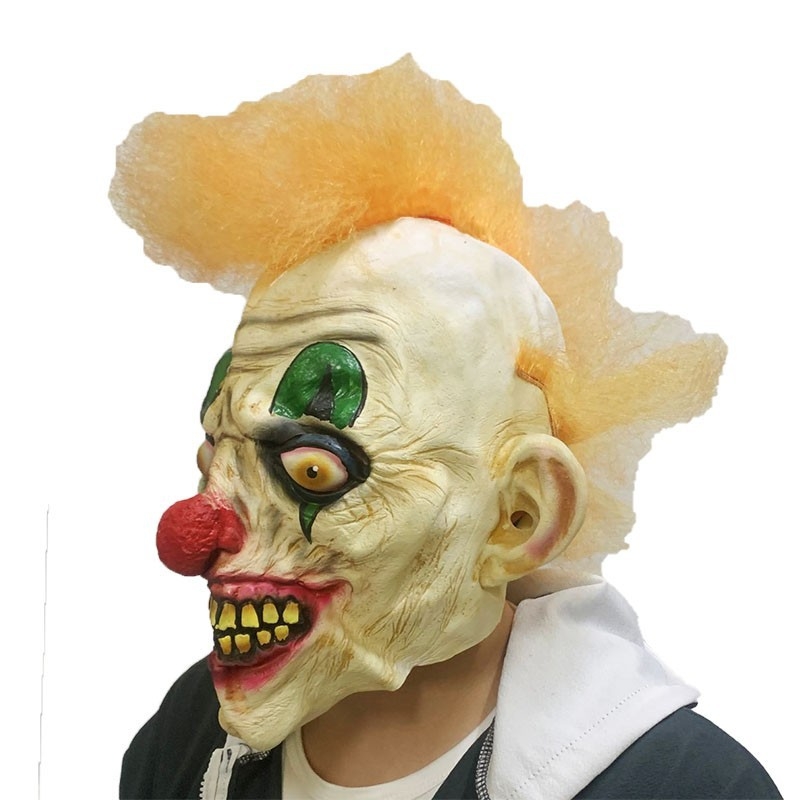 Latekso klounų kaukė, siaubo stiliaus, kostiumui skirtas rekvizitas, Helovynui ir Šv. Velykoms