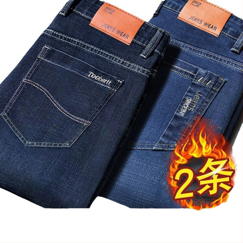 Vīriešu džinsi ar flīsu odere, bieza, taisa piegriezuma, viduklis vidējs, piemēroti visām sezonām