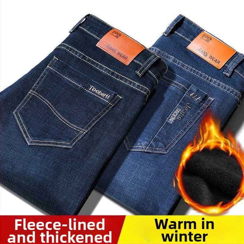 Vīriešu džinsi ar flīsu odere, bieza, taisa piegriezuma, viduklis vidējs, piemēroti visām sezonām