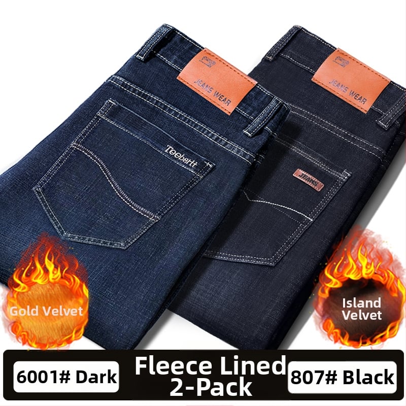 Vīriešu džinsi ar flīsu odere, bieza, taisa piegriezuma, viduklis vidējs, piemēroti visām sezonām