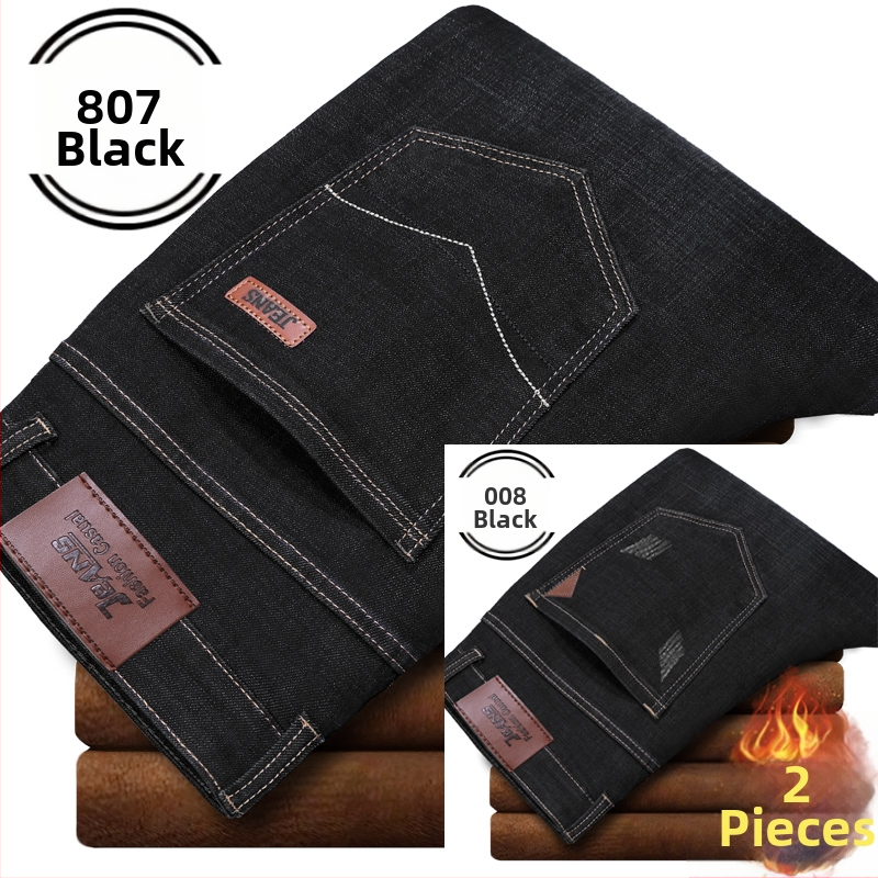 Vīriešu džinsi ar flīsu odere, bieza, taisa piegriezuma, viduklis vidējs, piemēroti visām sezonām