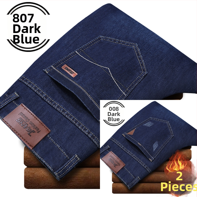 Vīriešu džinsi ar flīsu odere, bieza, taisa piegriezuma, viduklis vidējs, piemēroti visām sezonām