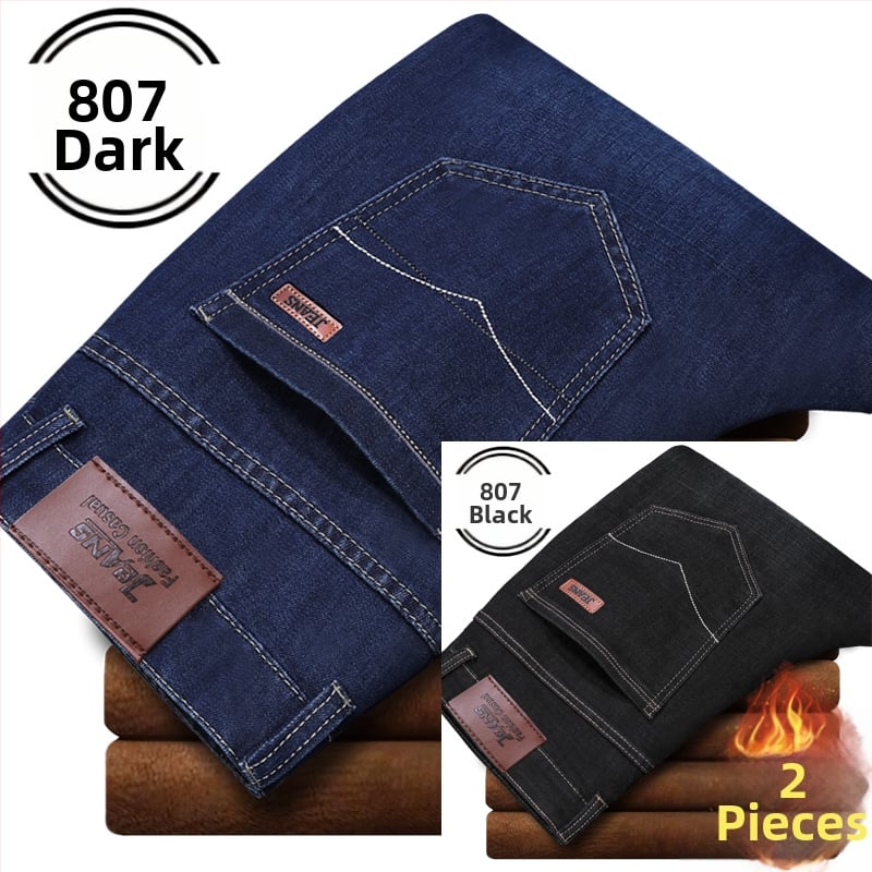 Vīriešu džinsi ar flīsu odere, bieza, taisa piegriezuma, viduklis vidējs, piemēroti visām sezonām