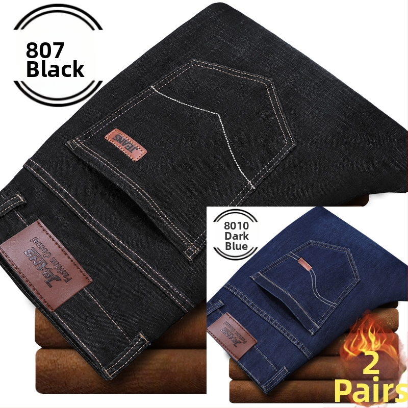 Vīriešu džinsi ar flīsu odere, bieza, taisa piegriezuma, viduklis vidējs, piemēroti visām sezonām