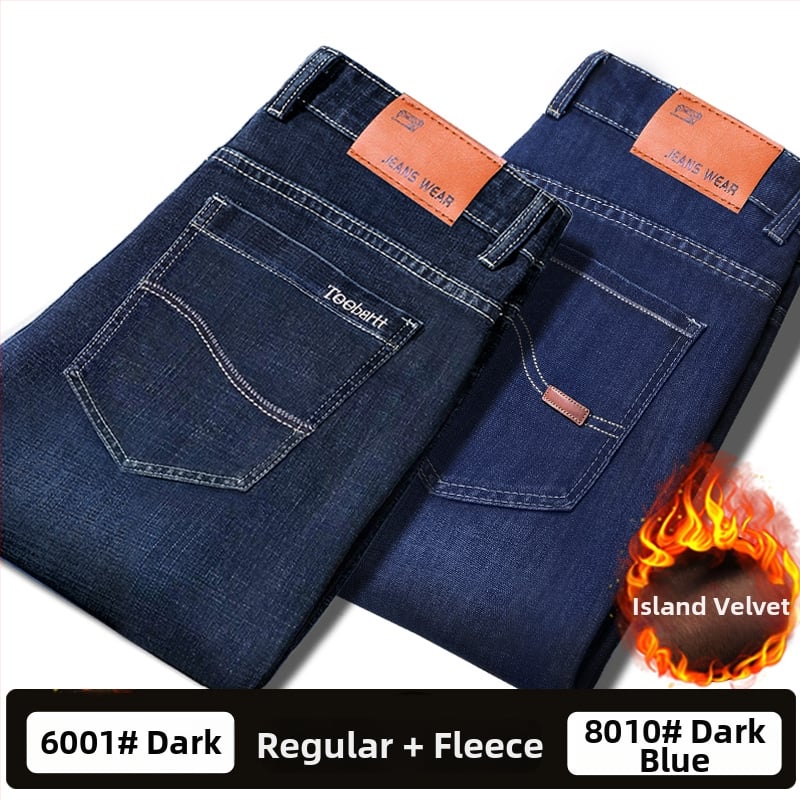 Vīriešu džinsi ar flīsu odere, bieza, taisa piegriezuma, viduklis vidējs, piemēroti visām sezonām