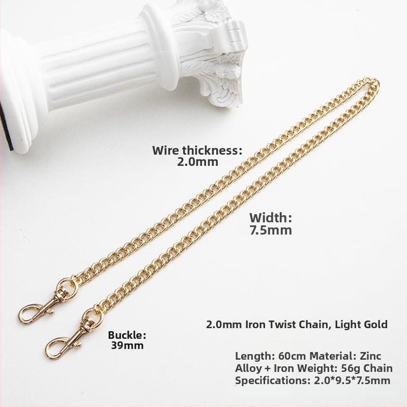 Koti õlarihm metallist ahelaga laiendusega, kerge asendushihn, ühevärviline muster, värske ja magus stiil