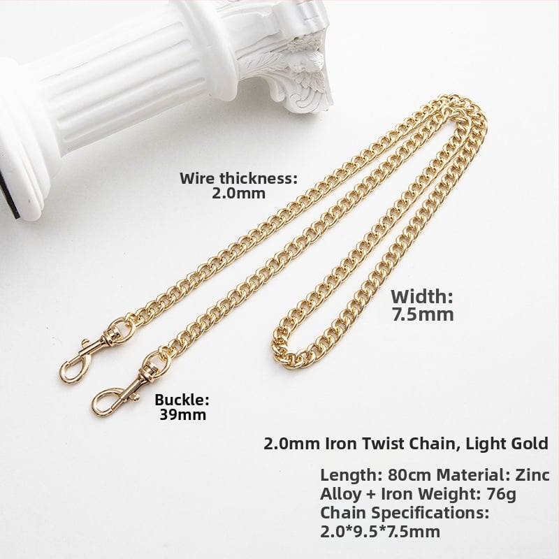 Koti õlarihm metallist ahelaga laiendusega, kerge asendushihn, ühevärviline muster, värske ja magus stiil