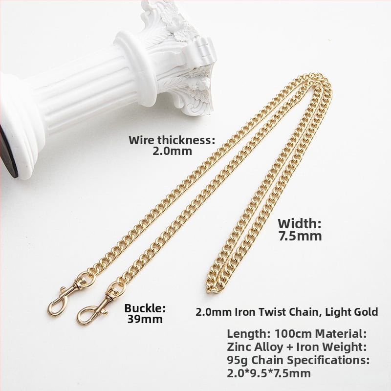 Koti õlarihm metallist ahelaga laiendusega, kerge asendushihn, ühevärviline muster, värske ja magus stiil