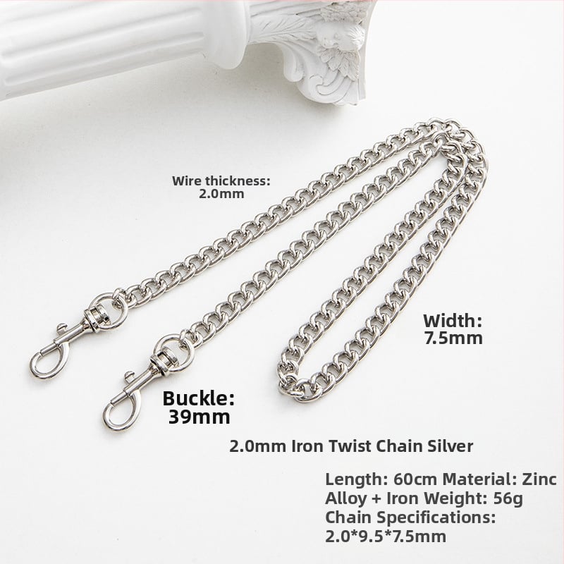 Koti õlarihm metallist ahelaga laiendusega, kerge asendushihn, ühevärviline muster, värske ja magus stiil