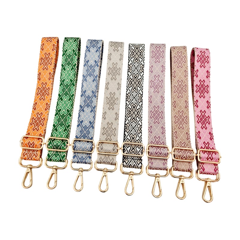 Koti/õlarihm — Reguleeritav, pikk asendusrihm risttoega kandmiseks, Polüester, Geomeetriline muster, Sügis 2025