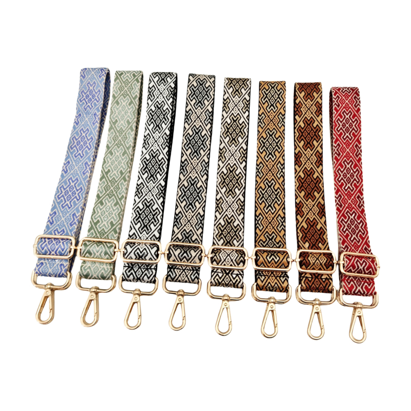 Koti/õlarihm — Reguleeritav, pikk asendusrihm risttoega kandmiseks, Polüester, Geomeetriline muster, Sügis 2025