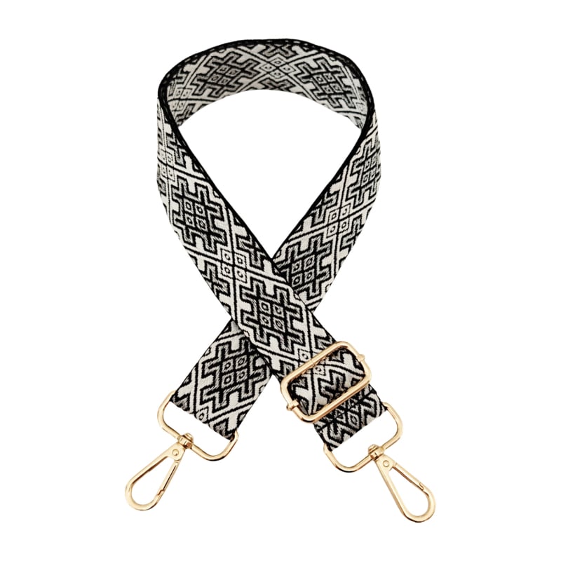 Koti/õlarihm — Reguleeritav, pikk asendusrihm risttoega kandmiseks, Polüester, Geomeetriline muster, Sügis 2025