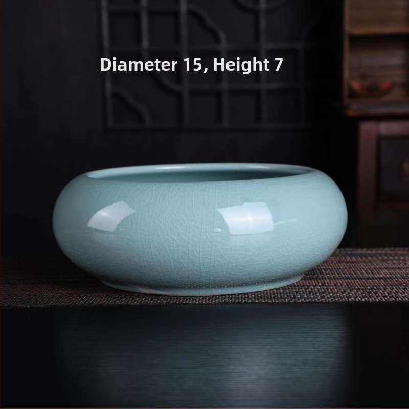 Keramikas hidroponiska puķu pods – minimālistisks stils, elpojošs, korozijizturīgs, izturīgs; rokdarbs; izcepts 1300°C; piemērots galdam vai grīdai.