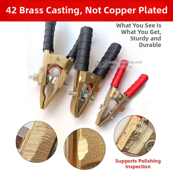 Baterijos laikiklis su grynu vario krokodilo klipu, laidų jungtis ir sustiprinta žemės skava