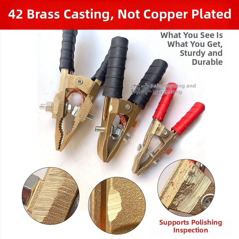 Клема за батерия с чисто медна крокодилска щипка, кабелна връзка и усилена земна клема