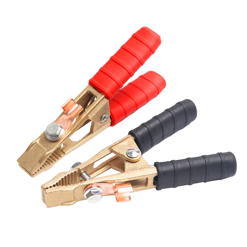 Baterijos laikiklis su grynu vario krokodilo klipu, laidų jungtis ir sustiprinta žemės skava