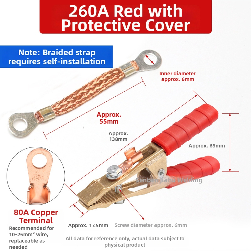 Baterijos laikiklis su grynu vario krokodilo klipu, laidų jungtis ir sustiprinta žemės skava