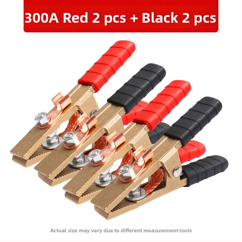 Baterijos laikiklis su grynu vario krokodilo klipu, laidų jungtis ir sustiprinta žemės skava