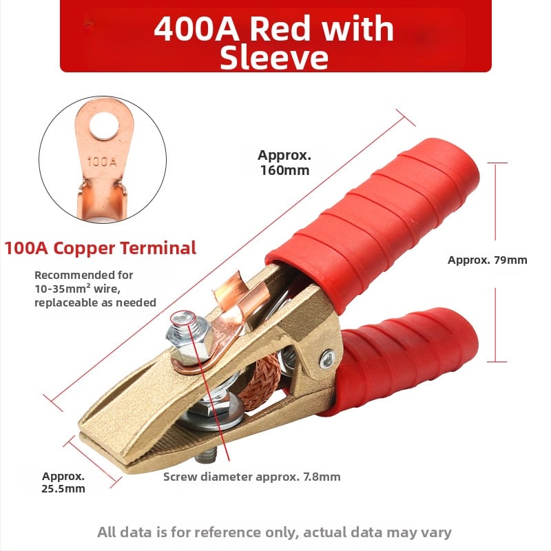 Baterijos laikiklis su grynu vario krokodilo klipu, laidų jungtis ir sustiprinta žemės skava