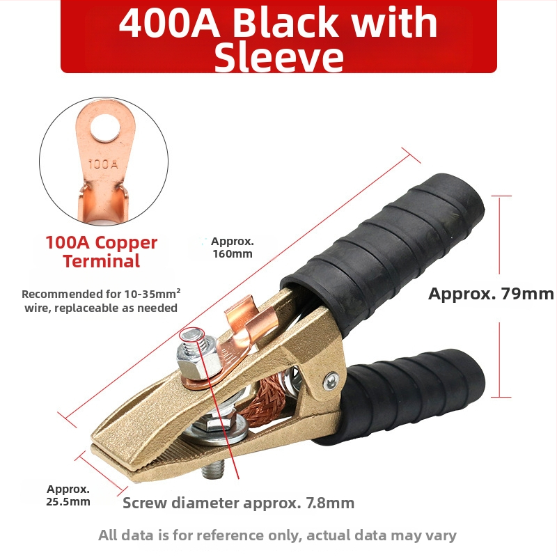 Baterijos laikiklis su grynu vario krokodilo klipu, laidų jungtis ir sustiprinta žemės skava