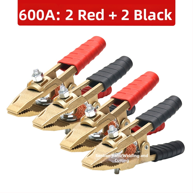 Baterijos laikiklis su grynu vario krokodilo klipu, laidų jungtis ir sustiprinta žemės skava