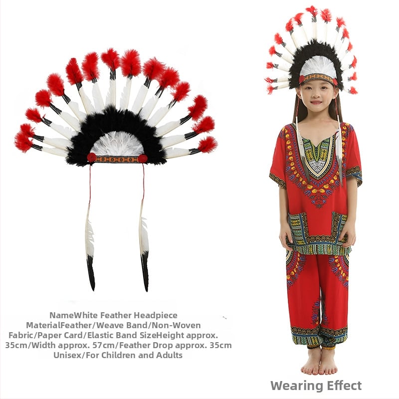 Облекло за глава за деца с пера и огърлица – пролет 2025