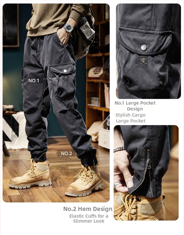Vīriešu cargo bikses ar taisnu piegriezumu, flīsa odere, kokvilnas maisījuma audums, vidēja jostas vieta, ar vairākām kabatām