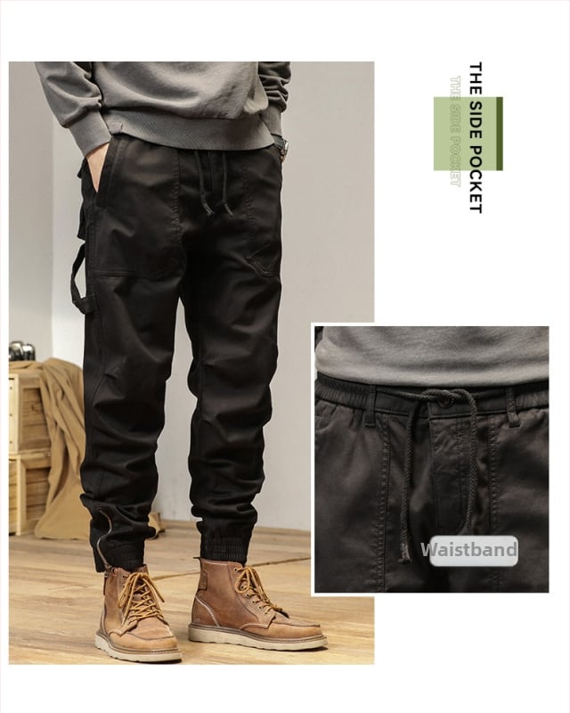 Vīriešu cargo bikses ar taisnu piegriezumu, flīsa odere, kokvilnas maisījuma audums, vidēja jostas vieta, ar vairākām kabatām