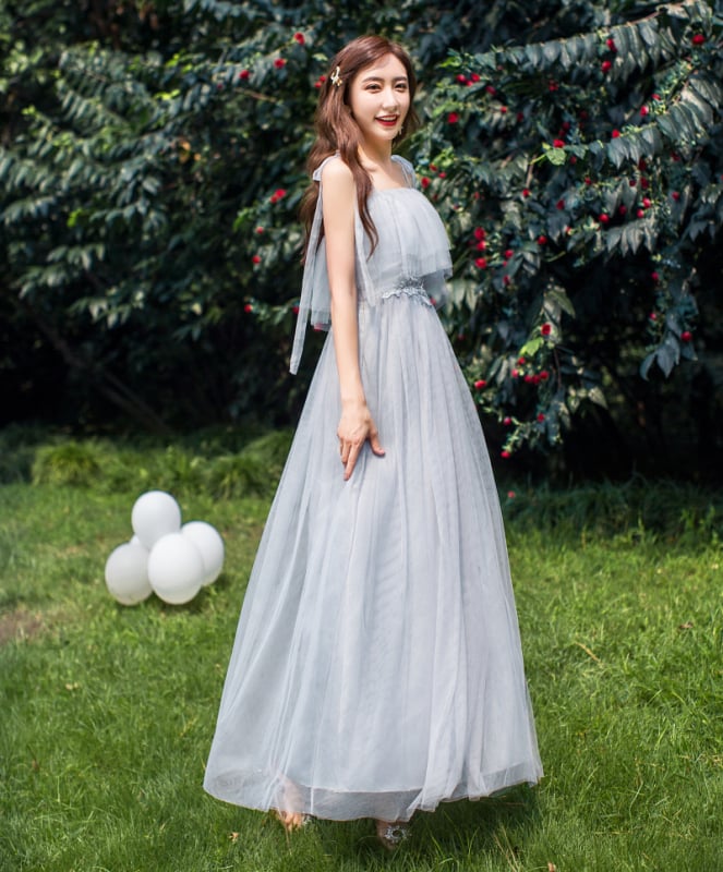 Yaoleen Κλασικό φόρεμα κουμπάρας από δίχτυ, 90–95% πολυεστέρας, μακρύ, κομψό στυλ