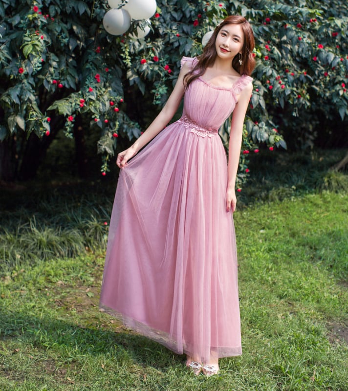 Yaoleen Κλασικό φόρεμα κουμπάρας από δίχτυ, 90–95% πολυεστέρας, μακρύ, κομψό στυλ