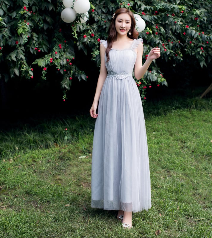 Yaoleen Κλασικό φόρεμα κουμπάρας από δίχτυ, 90–95% πολυεστέρας, μακρύ, κομψό στυλ