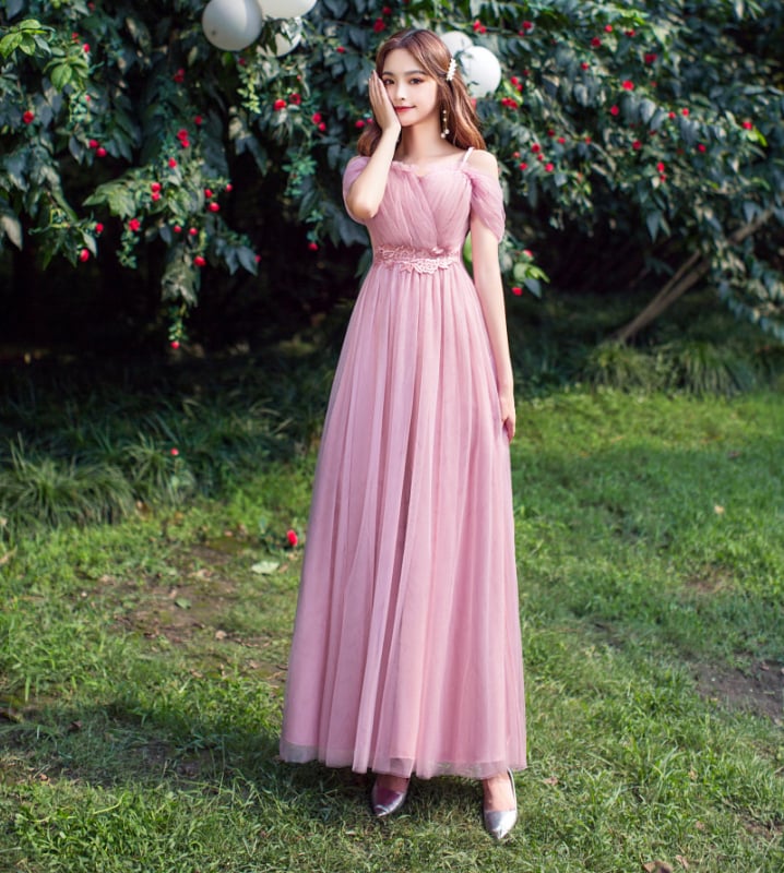 Yaoleen Κλασικό φόρεμα κουμπάρας από δίχτυ, 90–95% πολυεστέρας, μακρύ, κομψό στυλ