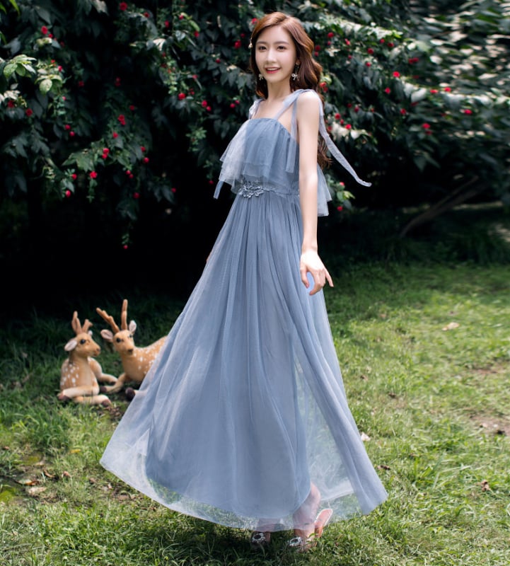 Yaoleen Κλασικό φόρεμα κουμπάρας από δίχτυ, 90–95% πολυεστέρας, μακρύ, κομψό στυλ