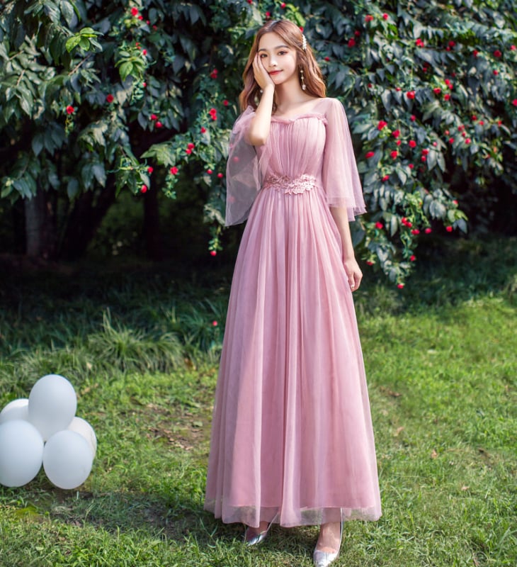 Yaoleen Κλασικό φόρεμα κουμπάρας από δίχτυ, 90–95% πολυεστέρας, μακρύ, κομψό στυλ