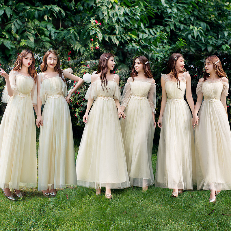 Yaoleen Elegantiška kumė suknelė iš tinklinio audinio, 90–95% poliesteris, ilga