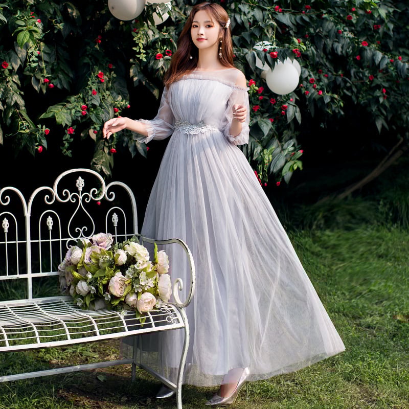 Yaoleen Κλασικό φόρεμα κουμπάρας από δίχτυ, 90–95% πολυεστέρας, μακρύ, κομψό στυλ