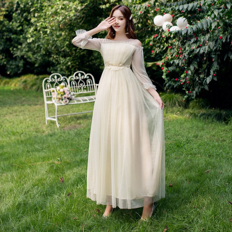 Yaoleen Κλασικό φόρεμα κουμπάρας από δίχτυ, 90–95% πολυεστέρας, μακρύ, κομψό στυλ