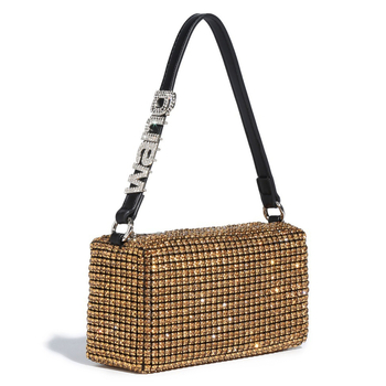 Dalan Mala kvadratna večernja torbica s kristalima, s remenom za crossbody i ručkom